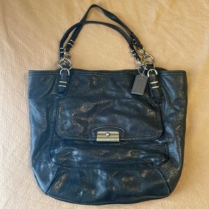 Coach Kristin Pinnacle Black Shimmer Large Tote Bag
